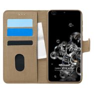 Microsonic Samsung Galaxy S20 Ultra Fabric Book Wallet Gold Cep Telefonu Kılıfı