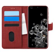 Microsonic Samsung Galaxy S20 Ultra Fabric Book Wallet Kırmızı Cep Telefonu Kılıfı