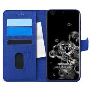 Microsonic Samsung Galaxy S20 Ultra Fabric Book Wallet Lacivert Cep Telefonu Kılıfı