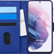 Microsonic Samsung Galaxy S21 Fabric Book Wallet Lacivert Cep Telefonu Kılıfı
