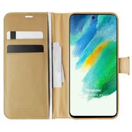 Microsonic Samsung Galaxy S21 FE Delux Leather Wallet Gold Cep Telefonu Kılıfı
