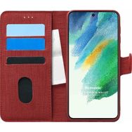 Microsonic Samsung Galaxy S21 FE Fabric Book Wallet Kırmızı Kılıf