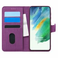 Microsonic Samsung Galaxy S21 FE Fabric Book Wallet Mor Cep Telefonu Kılıfı
