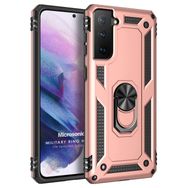 Microsonic Samsung Galaxy S21 FE Military Ring Holder Rose Gold Cep Telefonu Kılıfı