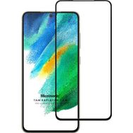 Microsonic Samsung Galaxy S21 FE Tam Kaplayan Temperli Siyah Cam Ekran Koruyucu