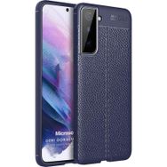 Microsonic Samsung Galaxy S21 Plus Deri Dokulu Silikon Lacivert Cep Telefonu Kılıfı