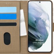 Microsonic Samsung Galaxy S21 Plus Fabric Book Wallet Gold Cep Telefonu Kılıfı