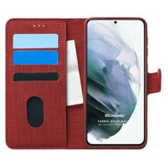 Microsonic Samsung Galaxy S21 Plus Fabric Book Wallet Kırmızı Cep Telefonu Kılıfı