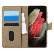 Microsonic Samsung Galaxy S21 Ultra Fabric Book Wallet Gold Cep Telefonu Kılıfı