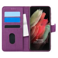 Microsonic Samsung Galaxy S21 Ultra Fabric Book Wallet Mor Cep Telefonu Kılıfı