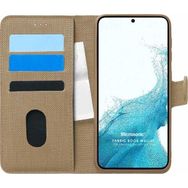 Microsonic Samsung Galaxy S22 Fabric Book Wallet Gold Cep Telefonu Kılıfı