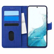 Microsonic Samsung Galaxy S22 Fabric Book Wallet Lacivert Cep Telefonu Kılıfı