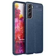 Microsonic Samsung Galaxy S22 Plus Deri Dokulu Silikon Lacivert Cep Telefonu Kılıfı