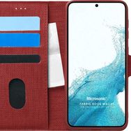 Microsonic Samsung Galaxy S22 Plus Fabric Book Wallet Kırmızı Cep Telefonu Kılıfı