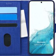 Microsonic Samsung Galaxy S22 Plus Fabric Book Wallet Lacivert Cep Telefonu Kılıfı