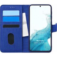 Microsonic Samsung Galaxy S22 Plus Fabric Book Wallet Lacivert Cep Telefonu Kılıfı