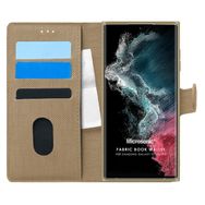Microsonic Samsung Galaxy S22 Ultra Fabric Book Wallet Gold Cep Telefonu Kılıfı