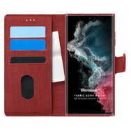 Microsonic Samsung Galaxy S22 Ultra Fabric Book Wallet Kırmızı Cep Telefonu Kılıfı
