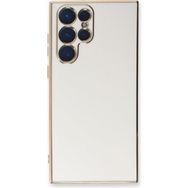 Microsonic Samsung Galaxy S22 Ultra Olive Plated Beyaz Cep Telefonu Kılıfı