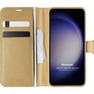 Microsonic Samsung Galaxy S23 Delux Leather Wallet Gold Cep Telefonu Kılıfı