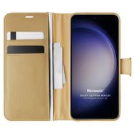 Microsonic Samsung Galaxy S23 Delux Leather Wallet Gold Cep Telefonu Kılıfı