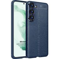 Microsonic Samsung Galaxy S23 Deri Dokulu Silikon Lacivert Kılıf