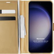 Microsonic Samsung Galaxy S23 Plus Delux Leather Wallet Gold Cep Telefonu Kılıfı