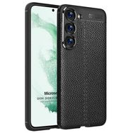 Microsonic Samsung Galaxy S23 Plus Deri Dokulu Silikon Siyah Kılıf