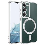 Microsonic Samsung Galaxy S23 Plus Magsafe Luxury Electroplate Gümüş Cep Telefonu Kılıfı