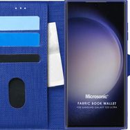 Microsonic Samsung Galaxy S23 Ultra Fabric Book Wallet Lacivert Cep Telefonu Kılıfı