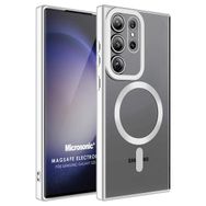 Microsonic Samsung Galaxy S23 Ultra MagSafe Luxury Electroplate Gümüş Cep Telefonu Kılıfı