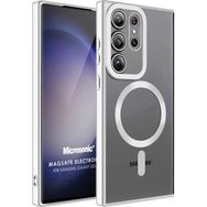 Microsonic Samsung Galaxy S23 Ultra MagSafe Luxury Electroplate Gümüş Cep Telefonu Kılıfı