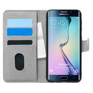 Microsonic Samsung Galaxy S6 Edge Fabric Book Wallet Gri Cep Telefonu Kılıfı