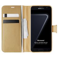 Microsonic Samsung Galaxy S7 Edge Delux Leather Wallet Gold Kılıf
