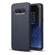 Microsonic Samsung Galaxy S8 Deri Dokulu Lacivert Silikon Kılıf