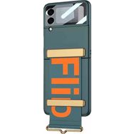 Microsonic Samsung Galaxy Z Flip 3 Flio Strap Koyu Yeşil Cep Telefonu Kılıfı