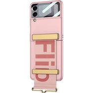 Microsonic Samsung Galaxy Z Flip 3 Flio Strap Pembe Cep Telefonu Kılıfı