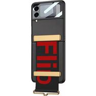 Microsonic Samsung Galaxy Z Flip 3 Flio Strap Siyah Cep Telefonu Kılıfı