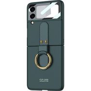 Microsonic Samsung Galaxy Z Flip 3 Ring Fall Platinum Koyu Yeşil Cep Telefonu Kılıfı