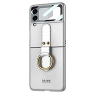 Microsonic Samsung Galaxy Z Flip 3 Ring Fall Platinum Lila Cep Telefonu Kılıfı