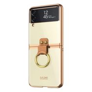 Microsonic Samsung Galaxy Z Flip 3 Ring Loft Clear Gold Cep Telefonu Kılıfı