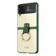 Microsonic Samsung Galaxy Z Flip 3 Ring Loft Clear Koyu Yeşil Cep Telefonu Kılıfı
