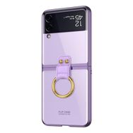 Microsonic Samsung Galaxy Z Flip 3 Ring Loft Clear Mor Cep Telefonu Kılıfı