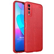 Microsonic Vivo Y11S Deri Dokulu Silikon Kırmızı Cep Telefonu Kılıfı