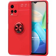 Microsonic Vivo Y32 Kickstand Ring Holder Kırmızı Cep Telefonu Kılıfı