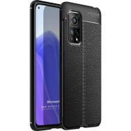 Microsonic Xiaomi Mi 10T Deri Dokulu Silikon Siyah Kılıf