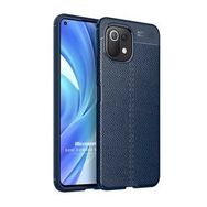 Microsonic Xiaomi Mi 11 Lite Deri Dokulu Silikon Lacivert Kılıf