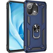 Microsonic Xiaomi Mi 11 Lite Military Ring Holder Lacivert Kılıf