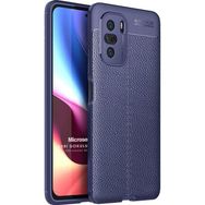 Microsonic Xiaomi Mi 11i Deri Dokulu Silikon Lacivert Kılıf