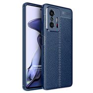 Microsonic Xiaomi Mi 11T Deri Dokulu Silikon Lacivert Kılıf